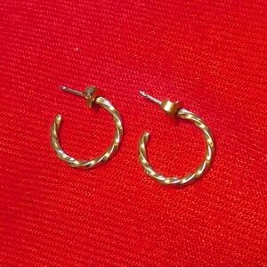 Elegant Gold Twisted Hoop Earrings (Sterling)
